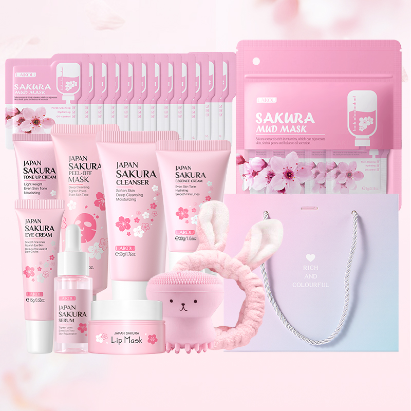 Korean Skincare Routine - LAIKOU Japan Sakura Skincare Set Moisturizing
