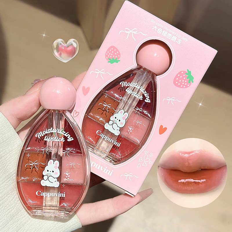 6 Color Mirror Lip Gloss Palet - Lip Tint Korean recensie en prijs