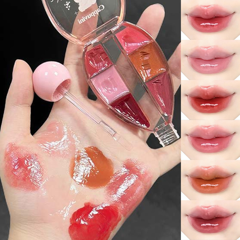 6 Color Mirror Lip Gloss Palet - Lip Tint Korean recensie en prijs