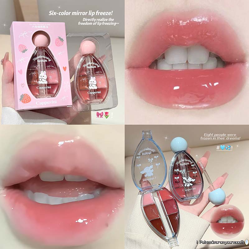 6 Color Mirror Lip Gloss Palet - Lip Tint Korean recensie en prijs