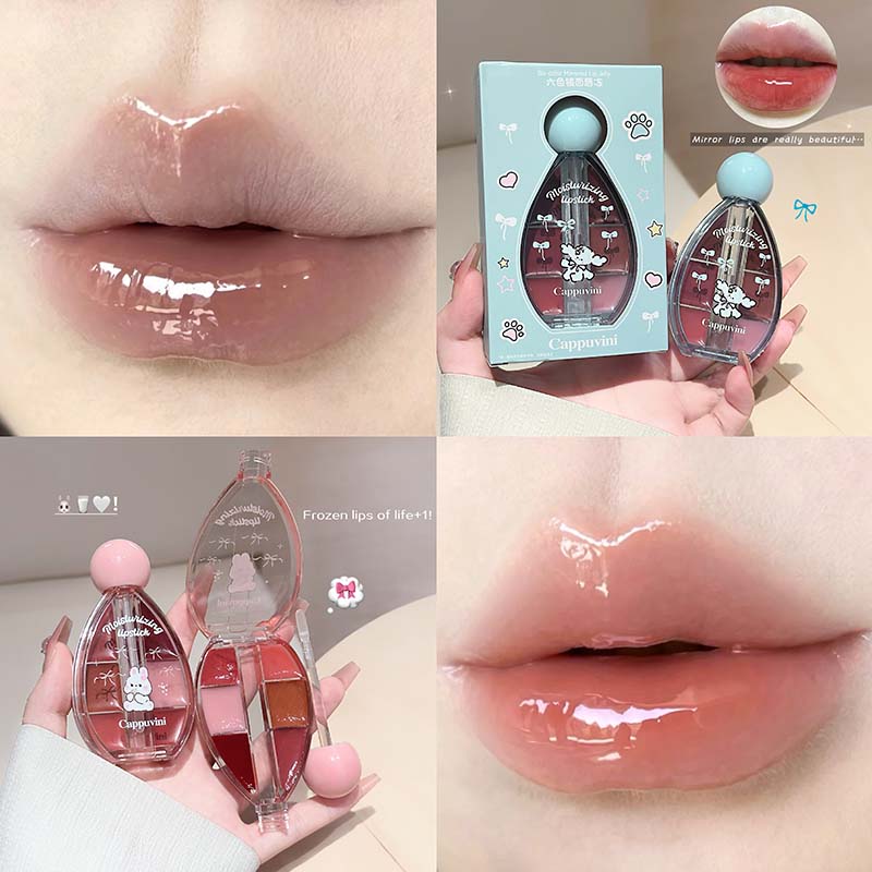 6 Color Mirror Lip Gloss Palet - Lip Tint Korean recensie en prijs