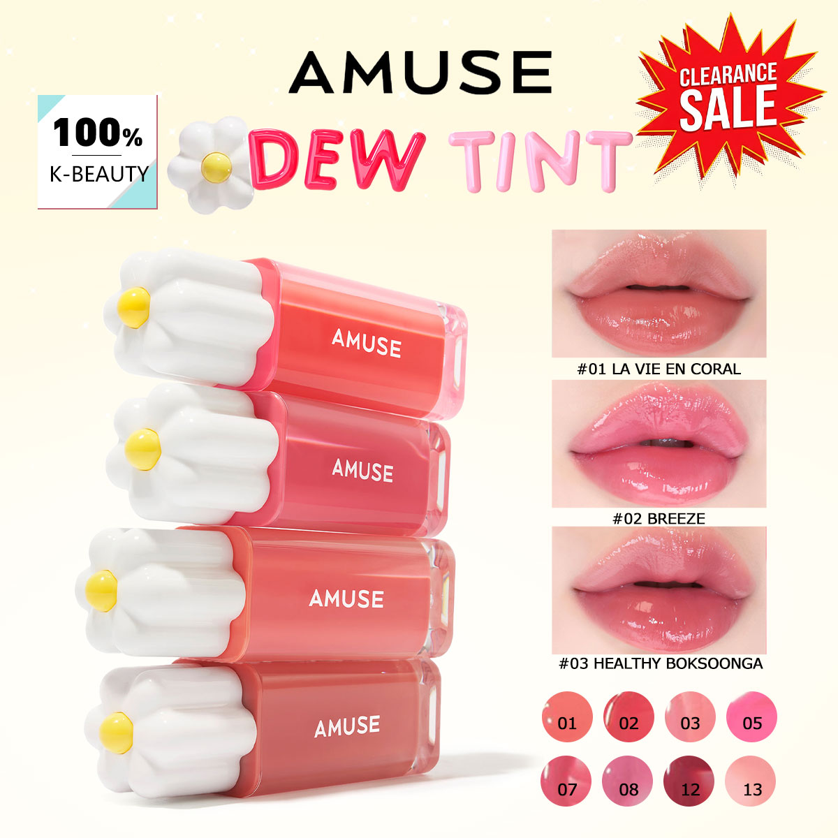 [ClearanceSale] AMUSE DEW TINT - Lip Tint Korean recensie en prijs