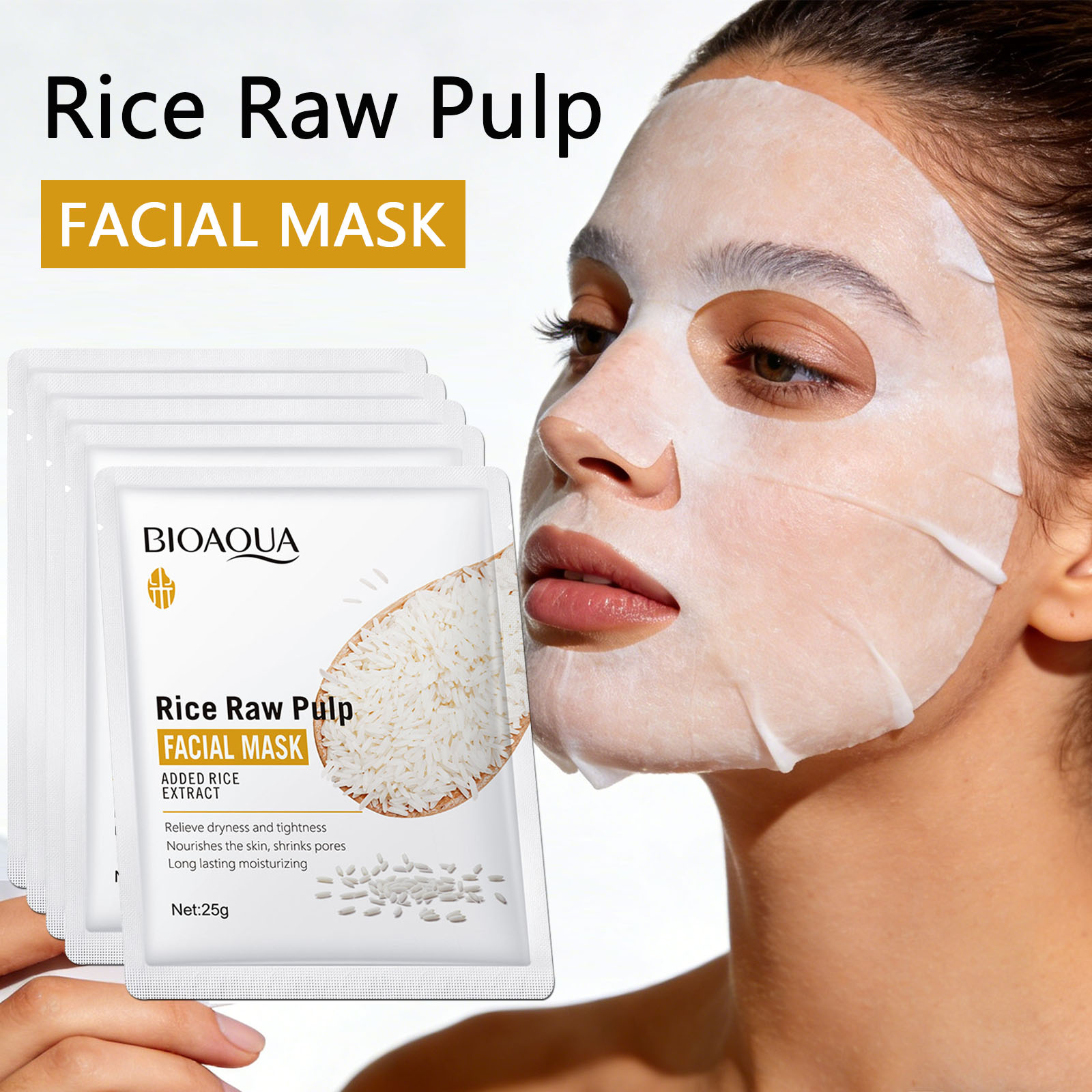 1/5/10/20pcs Rice Raw Pulp Fac - Korean Skincare Routine recensie en prijs